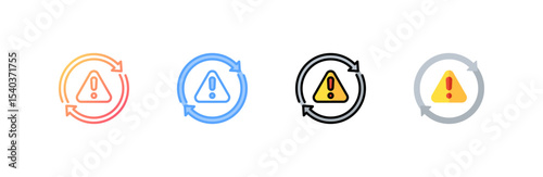 Process icon set multiple style collection