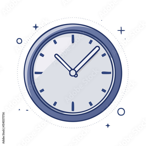 Modern Round Wall Clock with Hands Showing Time Passing Surrounded by Sparkles