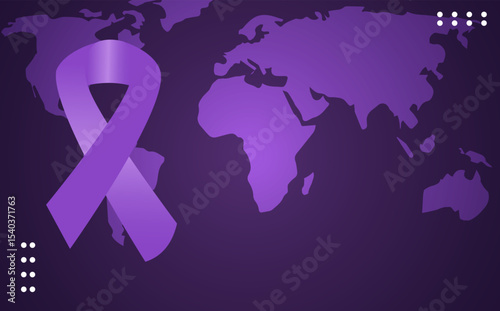 Global Awareness Purple Ribbon Symbol for Worldwide Support and Causes