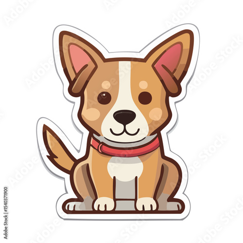 Cartoon dog illustration sitting attentively with red collar against a solid background animation for children's books and character design