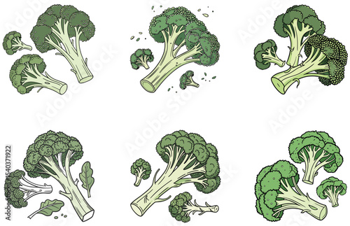 Broccoli Head Vector Designs Set Fresh and Fun Vegetable Illustrations for Healthy Food Art and Branding