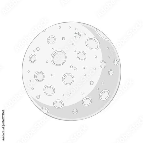 Illustration of a Gray Moon with Craters on a Black Background for Space Exploration