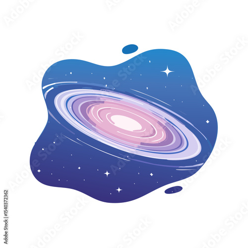 Illustrative Galaxy with Swirling Arms and Starry Background in Deep Space Concept
