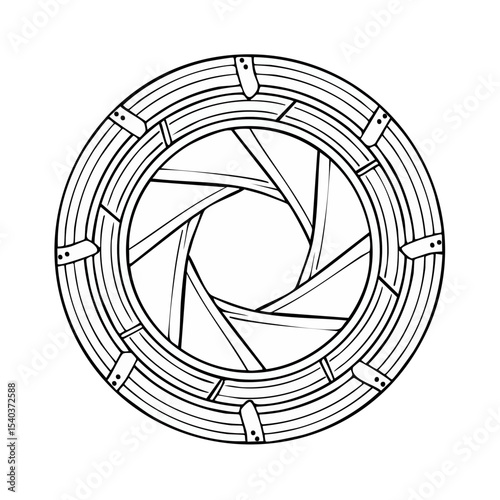 Aperture Ring Camera Shutter Iris in Circular Design Black and White Style Photography Equipment Technology