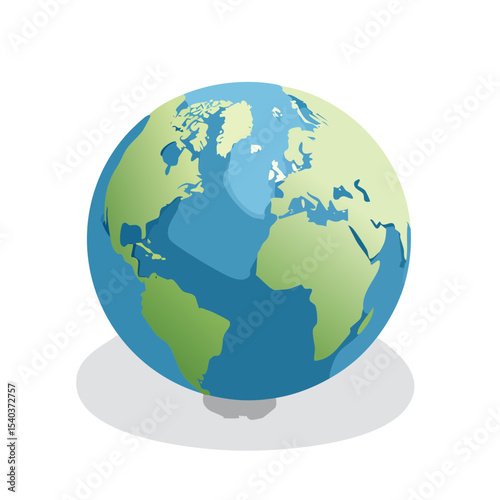 Globe Graphic Showing Continents and Oceans on Black Background with Shadow