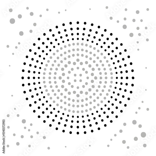 Minimalist Circular Dot Pattern on Dark Background Round Shapes Scattered Around Composition Geometric Design