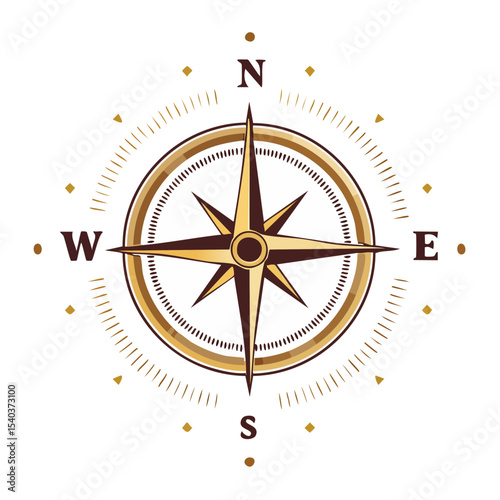 Detailed Compass Rose Illustration on Black Background Navigational Tool Graphic