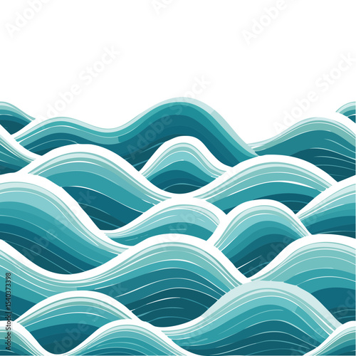 Stylized ocean wave pattern illustration with blue hues against black backdrop creating a calming nautical design backdrop