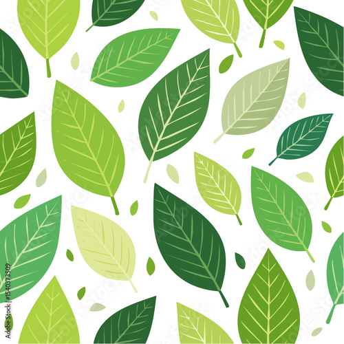 Vector Pattern of Green Leaves on Black Background Seamless Nature Design Fresh Eco Style Decorative Wallpaper Surface Covering