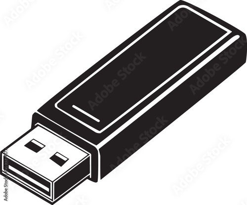 Simple black and white usb flash drive icon