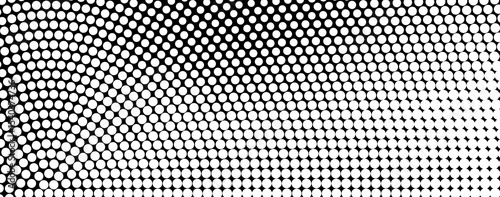 halftone dots. Black dots on white background. using smaller dots for lighter areas and larger ones for darker regions. This pattern will create a dynamic visual texture, perfect for backgrounds