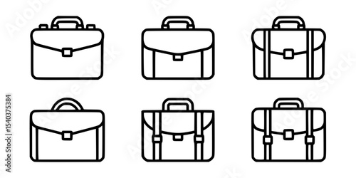 Collection of six different outline briefcase icons