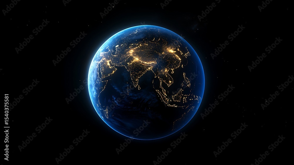 Obraz premium Earth at Night A Stunning View of City Lights from Space