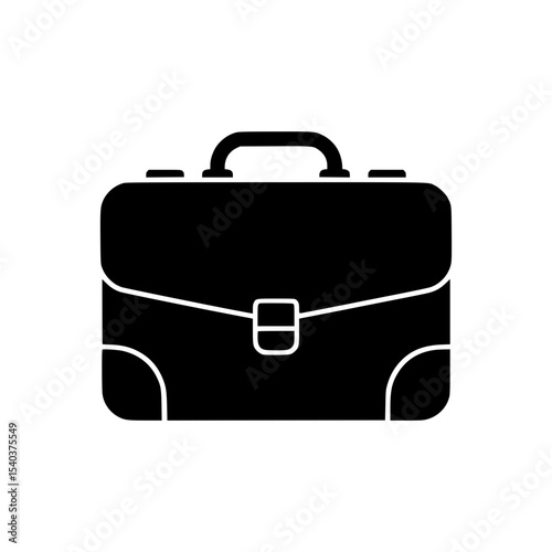 Black silhouette of a briefcase with handle and buckle