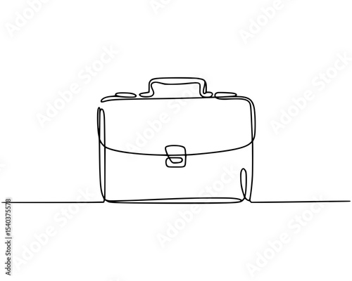 Continuous line art drawing of a briefcase with handle