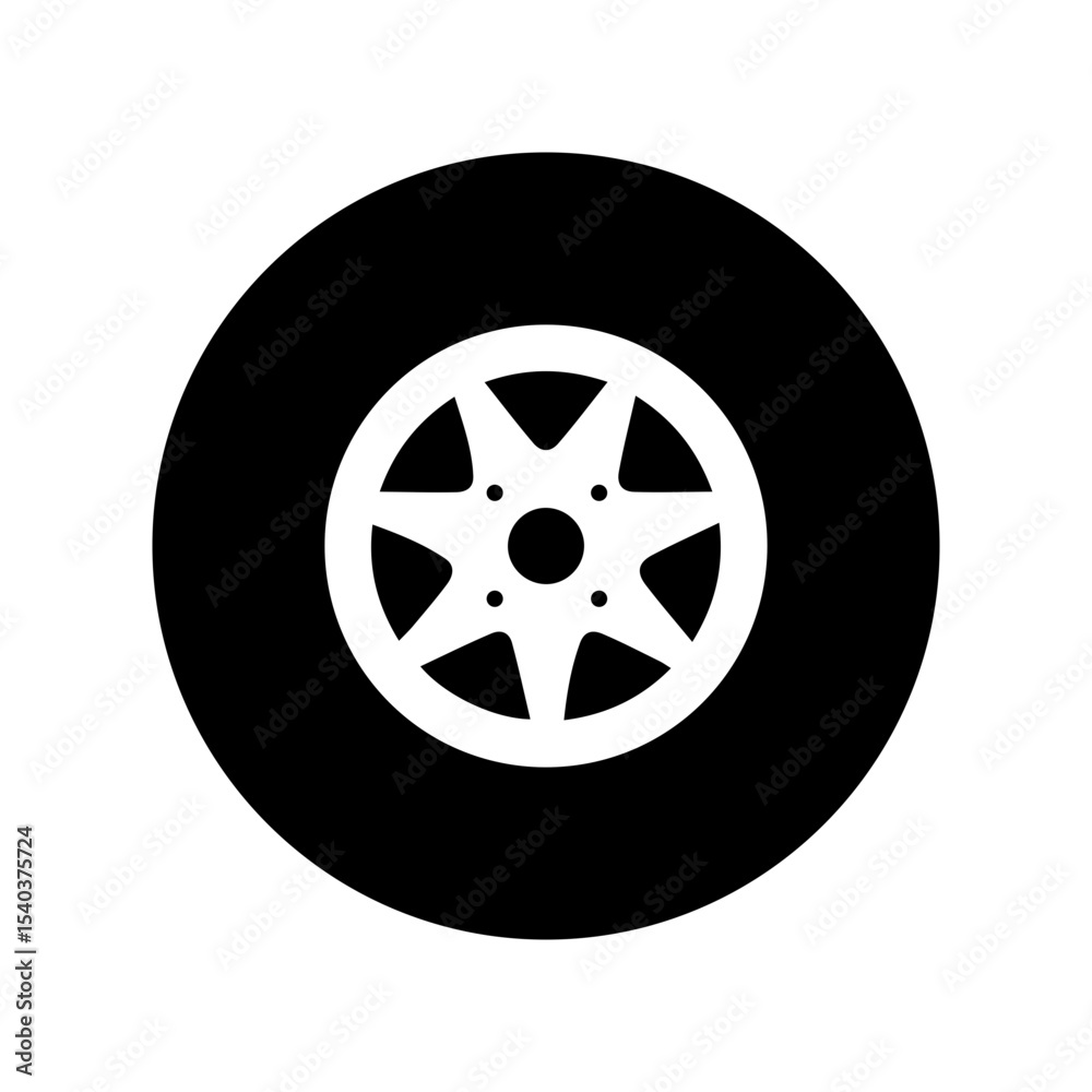 Fototapeta premium tire wheel glyph icon