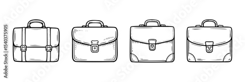 Line drawing of briefcases