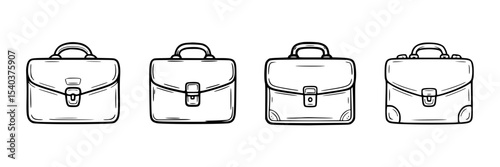 Line drawing of briefcases