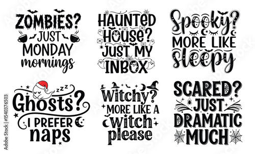 Funny Halloween SVG Typography Bundle - Spooky & Humorous Quotes