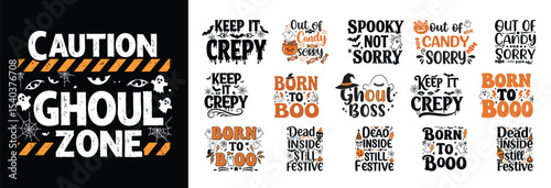 Funny Halloween SVG Typography Quotes Bundle Spooky, Sarcastic, and Festive Lettering for T-Shirts, Mugs, and Wall Decor