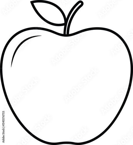 Simple Line Drawing of a Crisp, Juicy Apple A Fresh Fruit Illustration