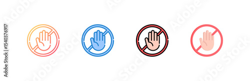Stop Violence icon set multiple style collection