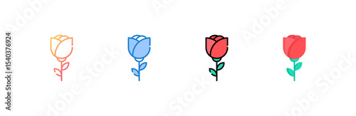Rose icon set multiple style collection