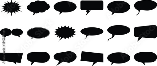Silhouette speech bubble vector set. Simple flat design. text box and message icon collection. Dialogue Box vector illustration.