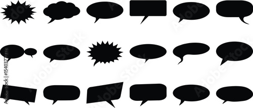 Silhouette speech bubble vector set. Simple flat design. text box and message icon collection. Dialogue Box vector illustration.