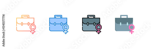 Briefcase icon set multiple style collection