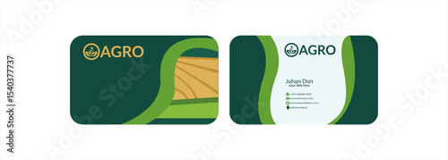Simple green agriculture nature business card design template Business visit card template with logo - concept design Agriculture business card design Fresh nature landscape, ecology collage