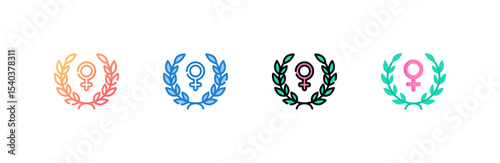 Womens Day icon set multiple style collection
