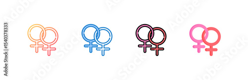Woman icon set multiple style collection