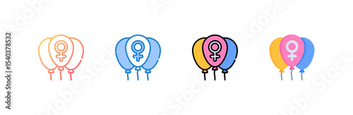 Balloons icon set multiple style collection