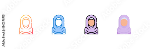 Woman icon set multiple style collection