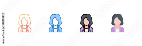 Businesswoman icon set multiple style collection