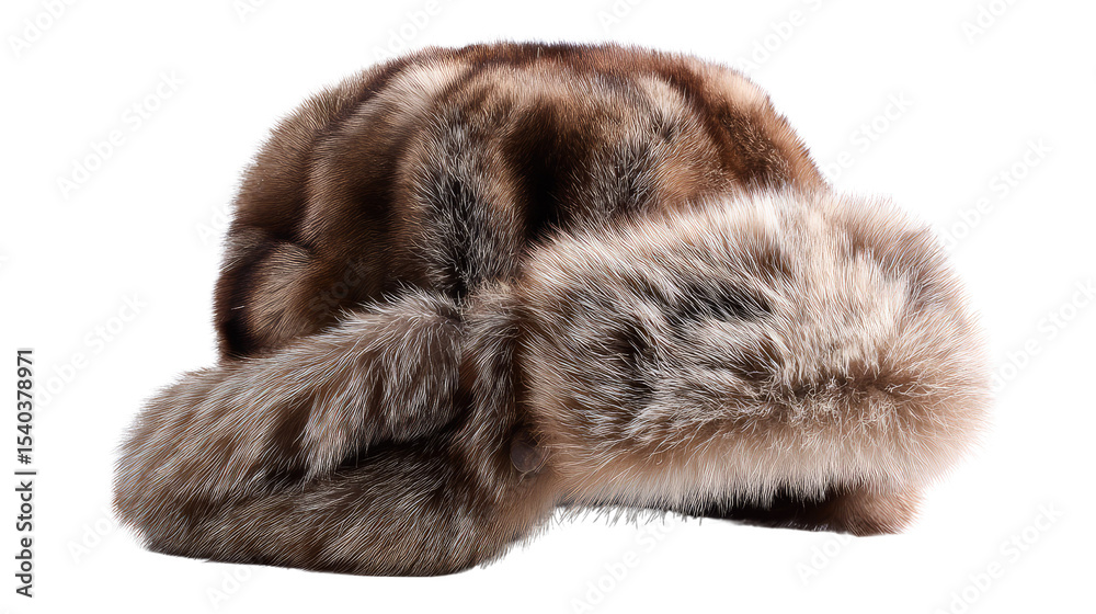 Fototapeta premium Fur Trapper Hat: The snug warmth of winter fashion personified in a luxurious fur trapper hat.