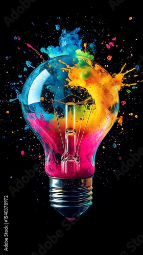Vibrant Explosion of Color A Creative Light Bulb Burst