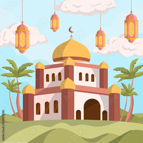 Mosque Islamic Vector Illustration Design Template