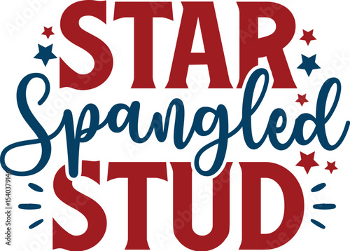 Star spangled stud design isolated on transparent background
