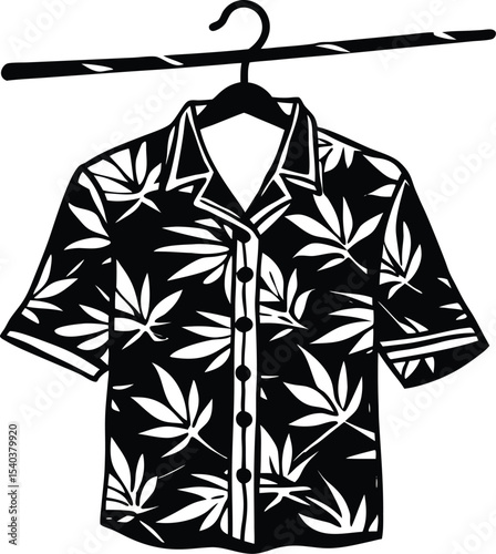 Hanging Hawaiian Shirt On Bamboo Hanger
