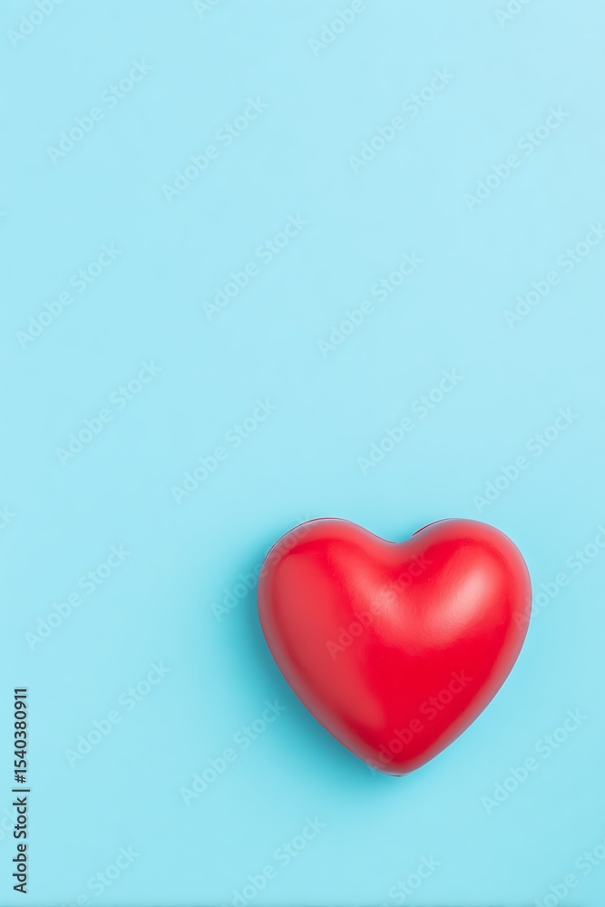 Red heart on light blue background Red heart on light blue background