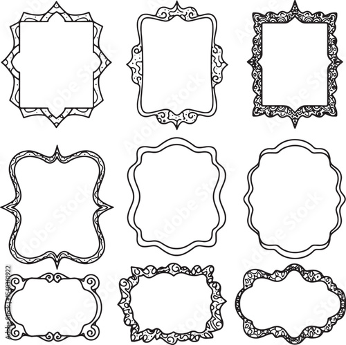 Elegant Ornate Decorative Frames Collection of Nine Unique Border Designs for Digital Projects