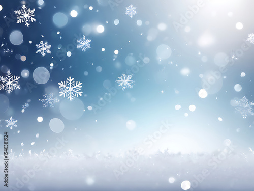 Abstract winter snowflake background with soft bokeh lights, frosty surface texture, icy blue tones, and elegant snowfall design perfect for seasonal art in vector ai format