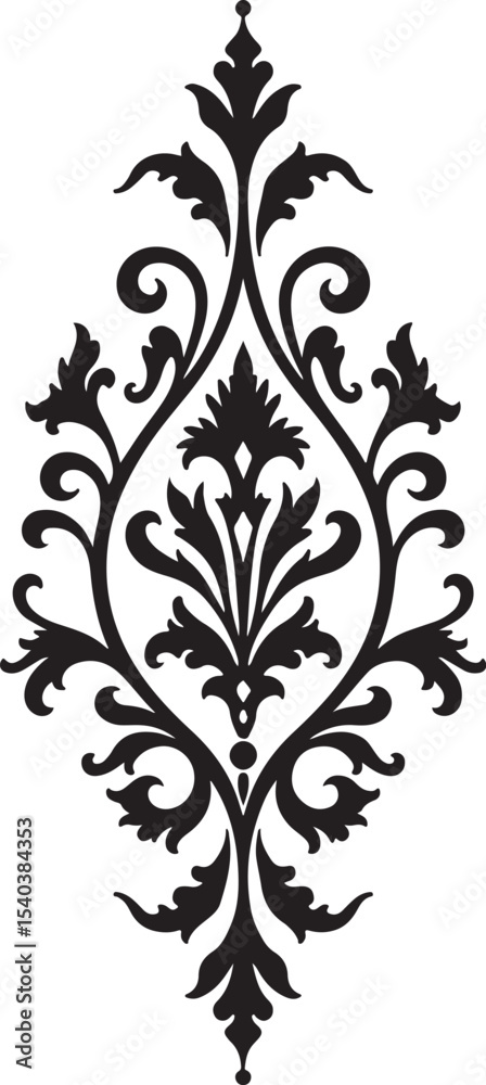 Obraz premium Elegant Floral Damask Stencil Design