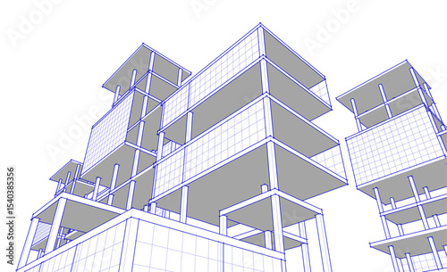 building frame concept 3d illustration