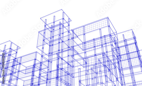 building frame concept 3d illustration
