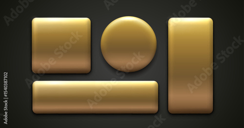 Golden frame label, event bar button signboard. Vector illustration