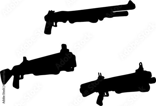 shotgun silhouette vector illustration, isolated on white