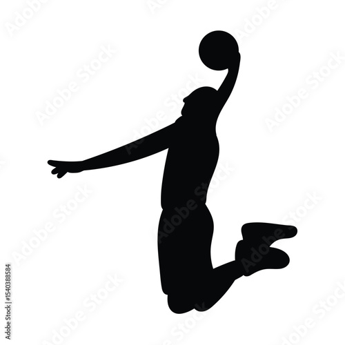 silhouette illustration of a basketball player performing a slam dunk